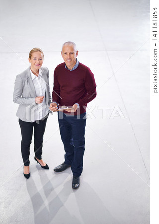 Top view, teamwork or portrait of people in factory for stock in workshop, supplier or production. Inspection, clipboard or happy managers in warehouse for industrial process, checklist or resources Top view, teamwork or portrait of people in factory for stock in workshop, supplier or production. Inspection, clipboard or happy managers in warehouse for industrial process, checklist or resources 141181853