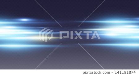 Blue and white horizontal light streaks forming a dynamic and energetic illuminated overlay design Blue and white horizontal light streaks forming a dynamic and energetic illuminated overlay design 141181874