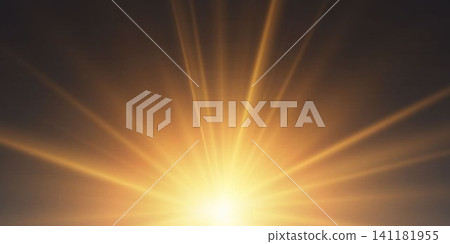 Golden light beams radiating upwards from a bright source, creating an abstract background Golden light beams radiating upwards from a bright source, creating an abstract background 141181955