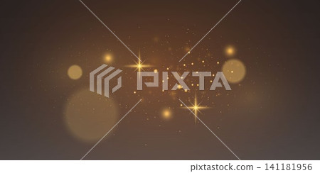 Golden light effects with sparkling particles and warm bokeh on a dark background Golden light effects with sparkling particles and warm bokeh on a dark background 141181956