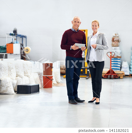 Raw material, manufacturing or portrait of people in factory with stock in workshop, supply chain or production. Business, tablet or managers for industrial process, plastic or resources in warehouse Raw material, manufacturing or portrait of people in factory with stock in workshop, supply chain or production. Business, tablet or managers for industrial process, plastic or resources in warehouse 141182021