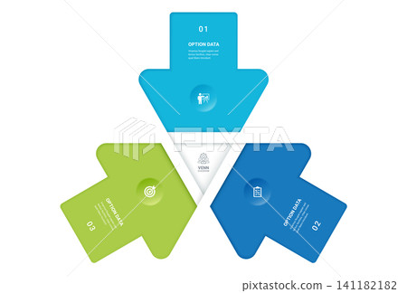 3 Step Arrow Venn Diagram Infographic Template Background with Circular Process Flow. Vector illustration 3 Step Arrow Venn Diagram Infographic Template Background with Circular Process Flow. Vector illustration 141182182