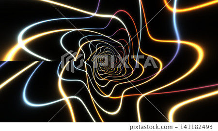 Spiral of colorful lines on black Spiral of colorful lines on black 141182493