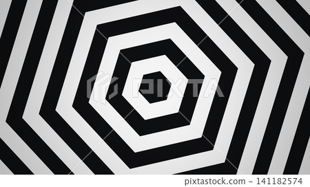 Black and white concentric hexagons design Black and white concentric hexagons design 141182574