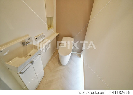 Clean and bright restroom Clean and bright restroom 141182696