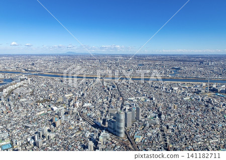 View from Tokyo Skytree in Tokyo (towards the Arakawa River and Mount Tsukuba) View from Tokyo Skytree in Tokyo (towards the Arakawa River and Mount Tsukuba) 141182711