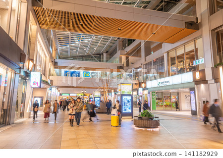 JR Sendai Station East Exit, Sendai Station East-West Free Passage, Mori no Hidamari Galleria, Night View, Commercial Facilities JR Sendai Station East Exit, Sendai Station East-West Free Passage, Mori no Hidamari Galleria, Night View, Commercial Facilities 141182929