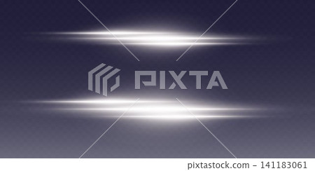 White horizontal lens flare lines creating a glow effect on a dark background White horizontal lens flare lines creating a glow effect on a dark background 141183061