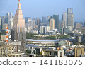 A view of the National Stadium and the skyscrapers in the Azabudai area from the Tokyo Metropolitan Government Building observation deck using a telephoto lens. 141183075