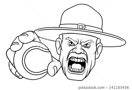 Drill Instructor Sergeant Bootcamp Tennis Mascot 141183436