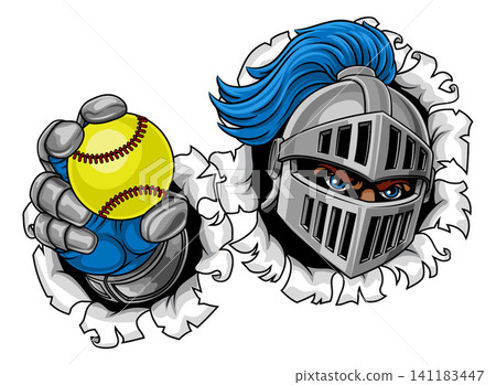Medieval Knight Softball Ball Sports Team Mascot Medieval Knight Softball Ball Sports Team Mascot 141183447
