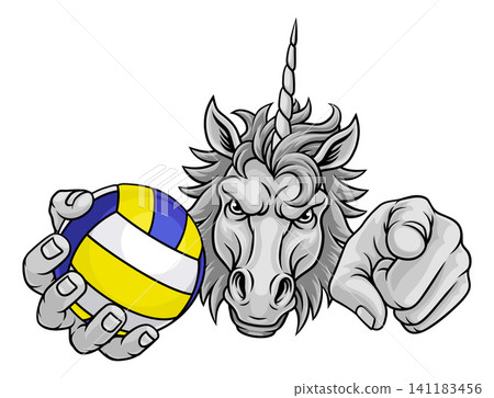 Unicorn Horse Volleyball Sports Team Mascot Unicorn Horse Volleyball Sports Team Mascot 141183456