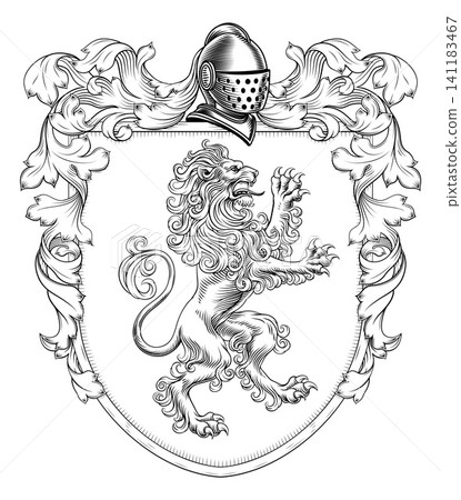 Coat of Arms Crest Lion Heraldic Knight Shield Coat of Arms Crest Lion Heraldic Knight Shield 141183467