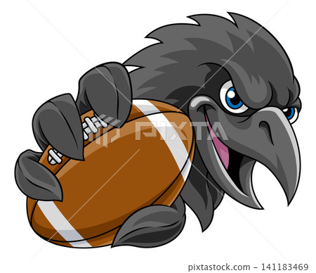 Crow Raven Rook Black Bird Football Ball Mascot Crow Raven Rook Black Bird Football Ball Mascot 141183469