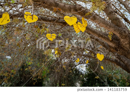 yellow hearts on a tree with the inscription bring them home yellow hearts on a tree with the inscription bring them home 141183759