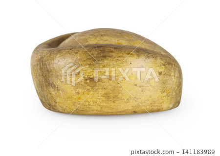 Antique millinery form for shaping pillbox hats. Vintage wooden block used in hat making. Craftsmanship, old professions, artisan work concept. Isolated on white background. Copy space Antique millinery form for shaping pillbox hats. Vintage wooden block used in hat making. Craftsmanship, old professions, artisan work concept. Isolated on white background. Copy space 141183989