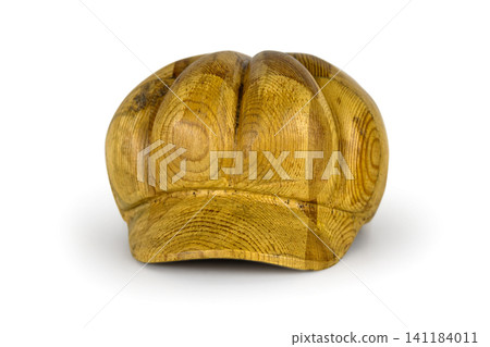 wooden hat block form for shaping caps millinery tool on white 141184011