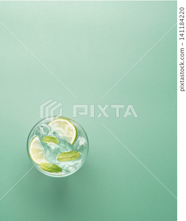 Fresh mojito cocktail lime mint ice Fresh mojito cocktail lime mint ice 141184220
