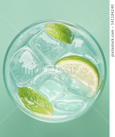 Fresh mojito cocktail lime transparent ice Fresh mojito cocktail lime transparent ice 141184240