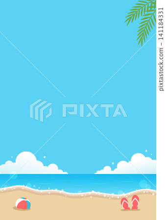Summer beach illustration, a scene of sandy beach and palm trees Summer beach illustration, a scene of sandy beach and palm trees 141184331
