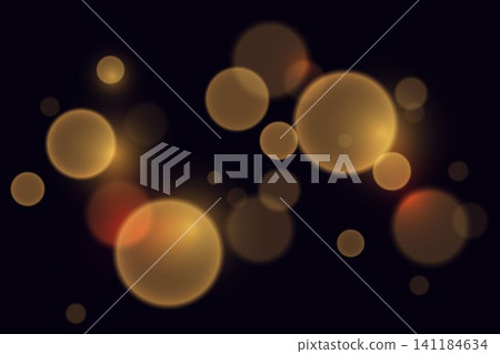 Abstract golden bokeh lights floating on a dark background, creating a festive atmosphere Abstract golden bokeh lights floating on a dark background, creating a festive atmosphere 141184634