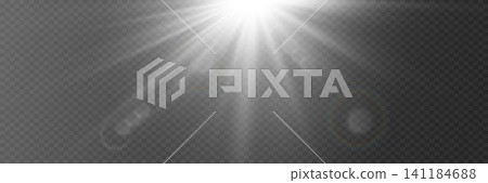 Bright light source radiating rays with a natural lens flare effect on transparent background Bright light source radiating rays with a natural lens flare effect on transparent background 141184688