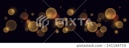Golden bokeh lights shimmering, creating abstract festive background Golden bokeh lights shimmering, creating abstract festive background 141184719
