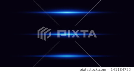 Three glowing blue light lines crossing a dark abstract background with speed and technology concept Three glowing blue light lines crossing a dark abstract background with speed and technology concept 141184733