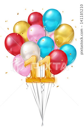 Birthday balloons and number 11. Birthday balloons and number 11. 141185210