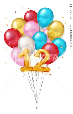 Birthday balloons and number 12. Birthday balloons and number 12. 141185211
