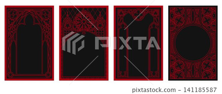 Gothic frames, border with medieval window pattern Gothic frames, border with medieval window pattern 141185587