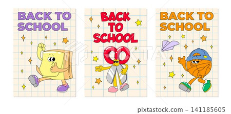 Groovy posters with retro school characters Groovy posters with retro school characters 141185605