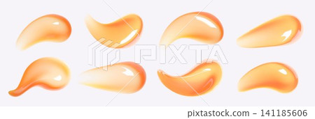 Beige cosmetic swatches set isolated on white Beige cosmetic swatches set isolated on white 141185606