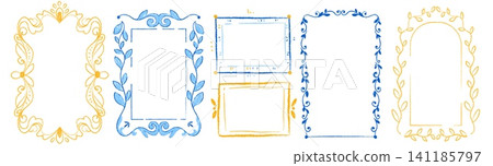 Hand drawn mediterranean frames, doodle borders 141185797