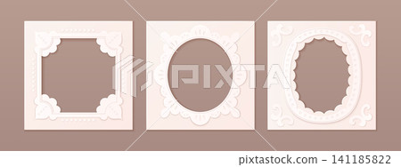 White frames with embossed texture, floral pattern White frames with embossed texture, floral pattern 141185822