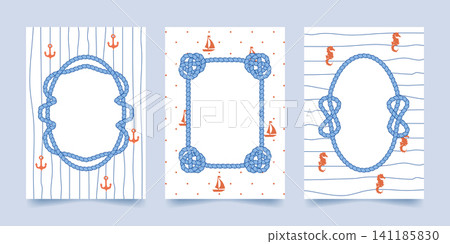 Maritime rope frame poster, cute nautical borders Maritime rope frame poster, cute nautical borders 141185830
