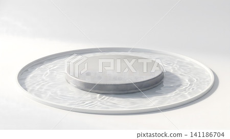 A white plate with a silver plate on it A white plate with a silver plate on it 141186704