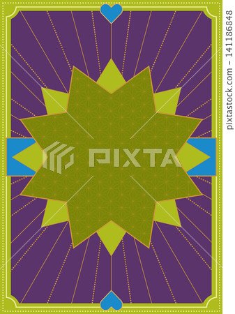 Matcha green star motif retro classic frame, light blue heart motif Matcha green star motif retro classic frame, light blue heart motif 141186848