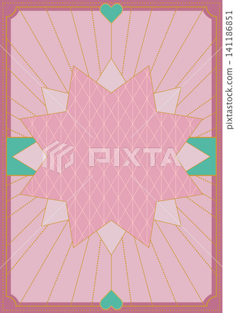 Pink star motif retro classic frame, light green heart motif Pink star motif retro classic frame, light green heart motif 141186851