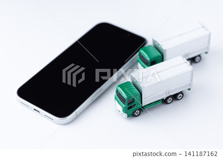 Truck and smartphone 141187162