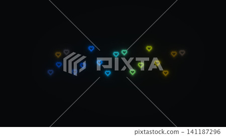 Colorful heart shapes against a dark background Colorful heart shapes against a dark background 141187296