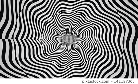 Black and white spiral pattern with wavy lines Black and white spiral pattern with wavy lines 141187303