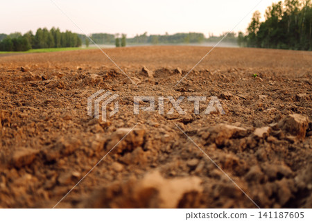 Black earth for plant background. Close-up of black soil prepared before sowing plants. Black earth for plant background. Close-up of black soil prepared before sowing plants. 141187605