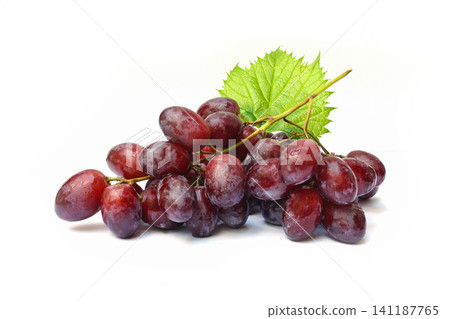 A branch of red grapes on white background A branch of red grapes on white background 141187765