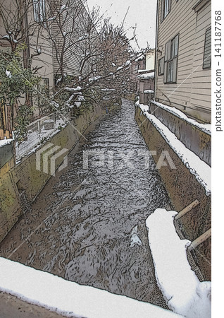 倉月運河靜靜地流淌在兩岸的房屋之間，充滿了冬日的寧靜。 141187768