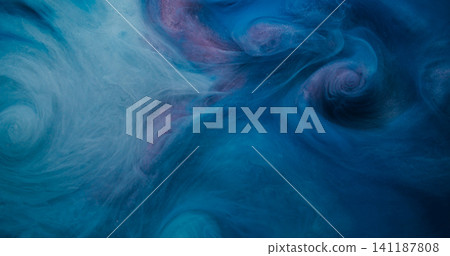 Dark haze. Cloud mix. Paint puff spiral shot liquid smoke flow. Fantasy stream abstract blur background purple blue pigment explosion. Dark haze. Cloud mix. Paint puff spiral shot liquid smoke flow. Fantasy stream abstract blur background purple blue pigment explosion. 141187808