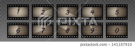 Vintage movie countdown timer on cinema screen Vintage movie countdown timer on cinema screen 141187910