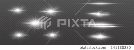Set of glowing transparent light effect elements creating starbursts and streaks Set of glowing transparent light effect elements creating starbursts and streaks 141188280