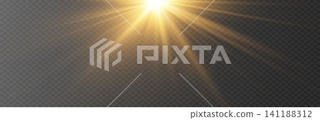 Bright light source radiating yellow sunbeams for a glowing overlay design Bright light source radiating yellow sunbeams for a glowing overlay design 141188312