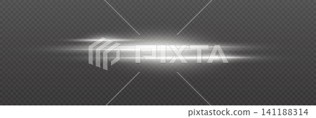 White glowing horizontal lines illustrate abstract light movement on transparent background 141188314